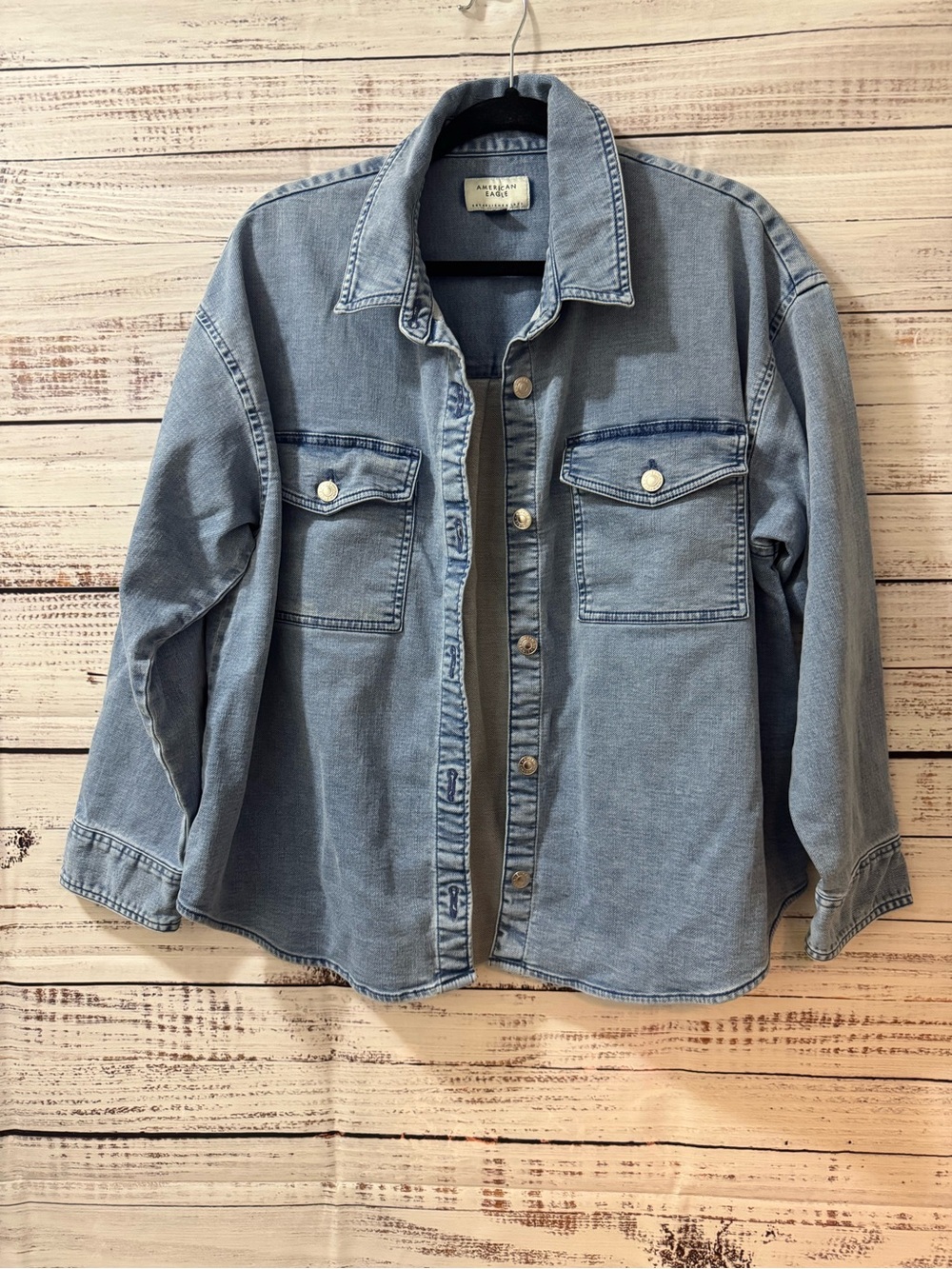 American Eagle Outfitters Light Blue Denim Shirt